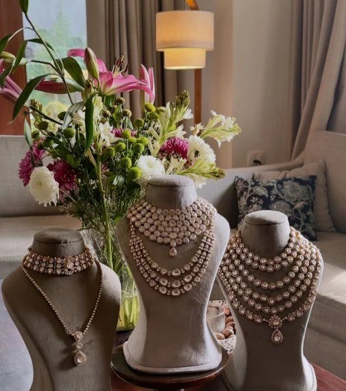 Layered necklaces with flowers
